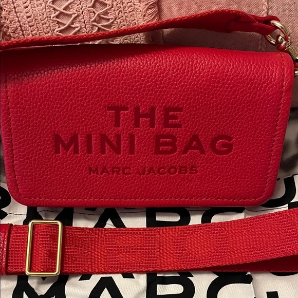 Marc Jacobs Red Pebbled Leather Mini Bag Crossbody - Picture 3 of 8